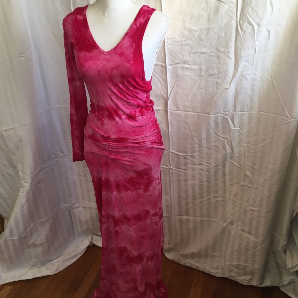 Long Maxi Gown Dress Pink Size Small tie dye